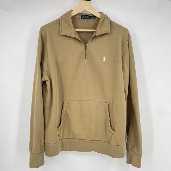 Polo Ralph Lauren | Loopback Fleece Quarter Zip Sweatshirt in Desert Khaki L - Picture 2 of 11